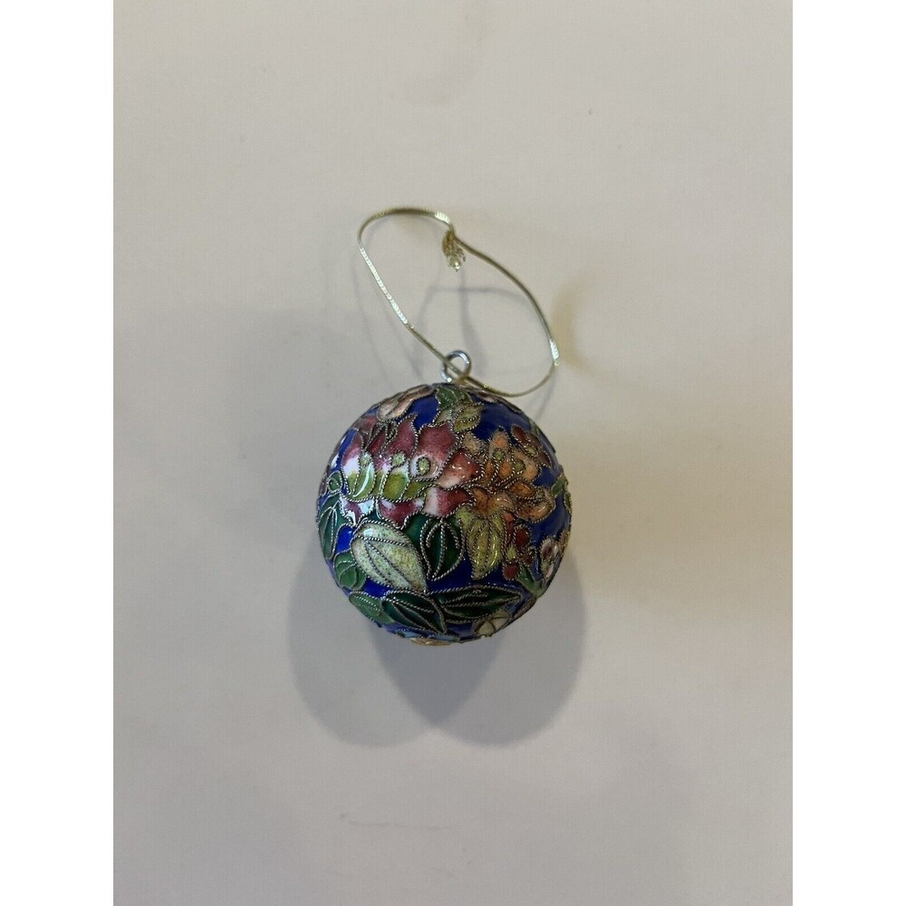Vintage Cloisonné Christmas Tree Ornament Multicolored Enamel, 3-1/2" Round